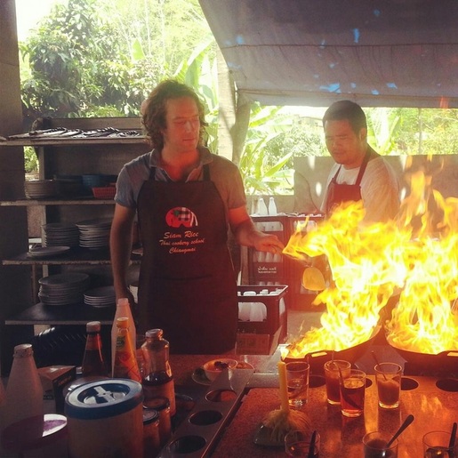 God Dieux cooking Thai food in Chiang Mai, Thailand.  Fire Meditation ~ God Dieux Photography
